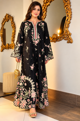 Luxury Floral Embroidered Kaftan – Pure Viscose Raw Silk | Ready to Wear - Z-1764
