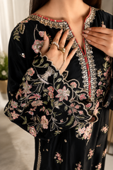 Luxury Floral Embroidered Kaftan – Pure Viscose Raw Silk | Ready to Wear - Z-1764