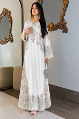 Luxury Floral Embroidered Kaftan – Pure Viscose Raw Silk | Ready to Wear - Z-1762