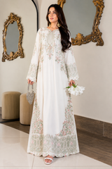 Luxury Floral Embroidered Kaftan – Pure Viscose Raw Silk | Ready to Wear - Z-1762