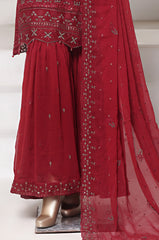 SADABAHAR Luxury Embroidered Chiffon Gharara Suit – Ready to Wear - Z-10008