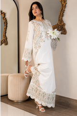 Luxury Floral Embroidered Kaftan – Pure Viscose Raw Silk | Ready to Wear - Z-1762