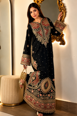 Luxury Floral Embroidered Kaftan – Pure Viscose Raw Silk | Ready to Wear - Z-1778