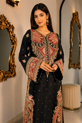 Luxury Floral Embroidered Kaftan – Pure Viscose Raw Silk | Ready to Wear - Z-1778