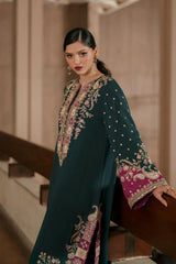 Luxury Floral Embroidered Kaftan – Pure Viscose Raw Silk | Ready to Wear - Z-1802