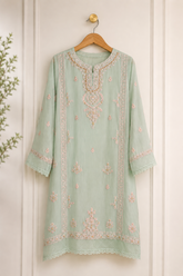Luxury Stitched 2-Piece Pure Bamber Chiffon Handwork Suit - Z-1184