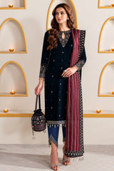 Winter LUXE Luxury Embroidered Velvet Suit | VF-2008 - Z-1810