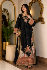 Luxury Floral Embroidered Kaftan – Pure Viscose Raw Silk | Ready to Wear - Z-1788