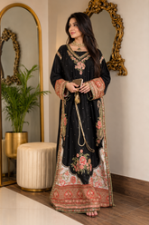 Luxury Floral Embroidered Kaftan – Pure Viscose Raw Silk | Ready to Wear - Z-1788