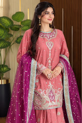 Luxury Embroidered Viscose 3-Piece Sharara Suit | Ready to Wear - Z-1800