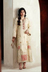 Luxury Floral Embroidered Kaftan – Pure Viscose Raw Silk | Ready to Wear - Z-1797