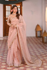 Luxury Formal Wedding Saree'25 - Peach Pink - Z-695