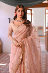 Luxury Formal Wedding Saree'25 - Peach Pink - Z-695