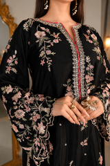 Luxury Floral Embroidered Kaftan – Pure Viscose Raw Silk | Ready to Wear - Z-1764