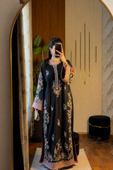 Luxury Floral Embroidered Kaftan – Pure Viscose Raw Silk | Ready to Wear - Z-1794
