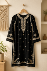 Luxury Stitched 2-Piece Pure Bamber Chiffon Handwork Suit - Z-558