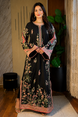 Luxury Floral Embroidered Kaftan – Pure Viscose Raw Silk | Ready to Wear - Z-1794
