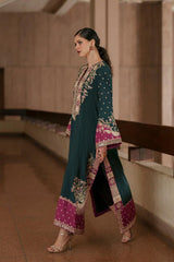 Luxury Floral Embroidered Kaftan – Pure Viscose Raw Silk | Ready to Wear - Z-1802