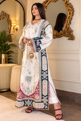 Luxury Floral Embroidered Kaftan – Pure Viscose Raw Silk | Ready to Wear - Z-1814