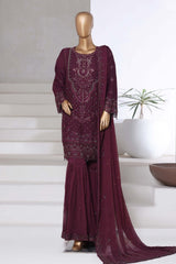 SADABAHAR Luxury Embroidered Chiffon Gharara Suit  – Ready to Wear - Z-10018