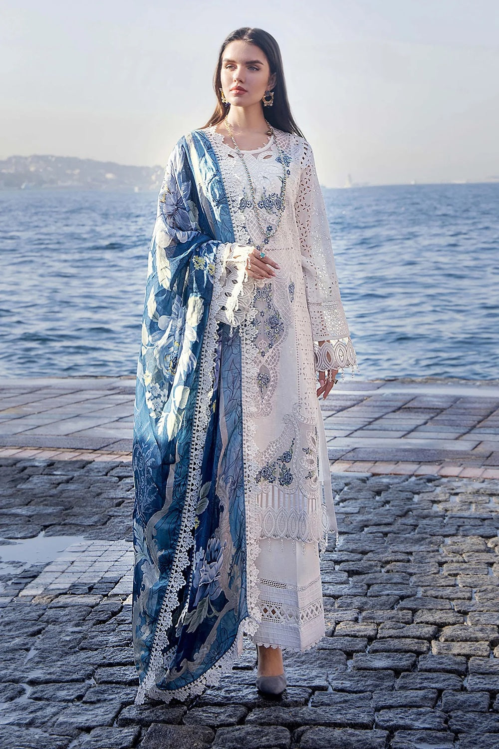 White Luxury Embroidered Lawn by Irha Zia'24 - Z-795