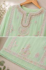 Luxury Stitched 2-Piece Pure Bamber Chiffon Handwork Suit  - Z-1184
