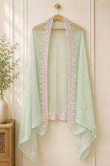 Luxury Stitched 2-Piece Pure Bamber Chiffon Handwork Suit  - Z-1184