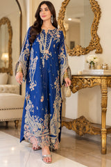 Luxury Floral Embroidered Kaftan – Pure Viscose Raw Silk | Ready to Wear - Z-1801