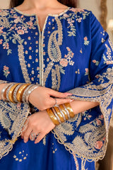 Luxury Floral Embroidered Kaftan – Pure Viscose Raw Silk | Ready to Wear - Z-1801