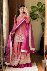 Luxury Embroidered Viscose 3-Piece Sharara Suit | Ready to Wear - Z-1800