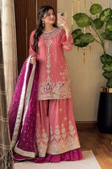 Luxury Embroidered Viscose 3-Piece Sharara Suit | Ready to Wear - Z-1800