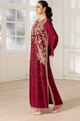 Luxury Floral Embroidered Kaftan – Pure Viscose Raw Silk | Ready to Wear - Z-1796