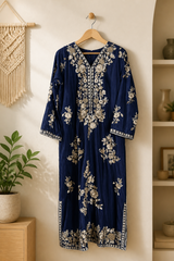 Luxury Floral Hand Embellished Kaftan – Pure Viscose Raw Silk | Ready to Wear - Z-1783