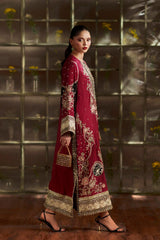 Luxury Floral Embroidered Kaftan – Pure Viscose Raw Silk | Ready to Wear - Z-1795