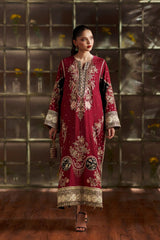 Luxury Floral Embroidered Kaftan – Pure Viscose Raw Silk | Ready to Wear - Z-1795