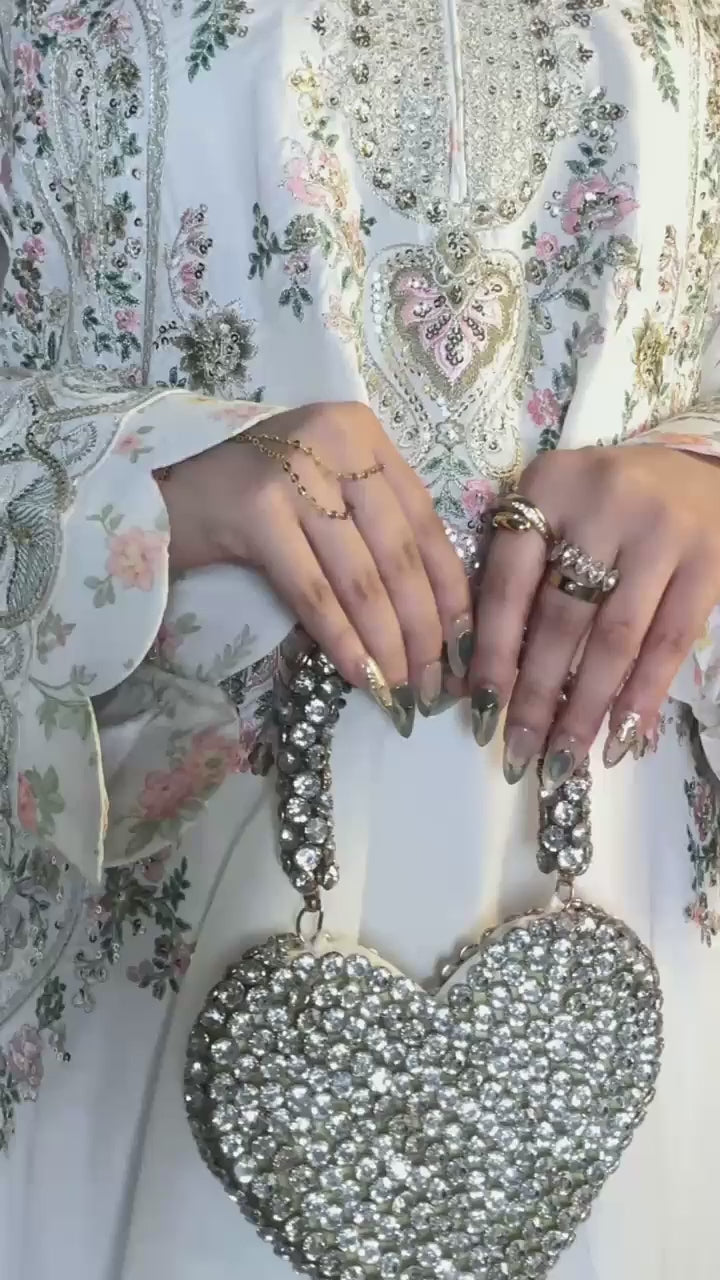 Luxury Floral Embroidered Kaftan – Pure Viscose Raw Silk | Ready to Wear - Z-1762