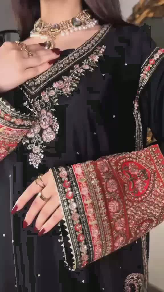 Luxury Floral Embroidered Kaftan – Pure Viscose Raw Silk | Ready to Wear - Z-1788