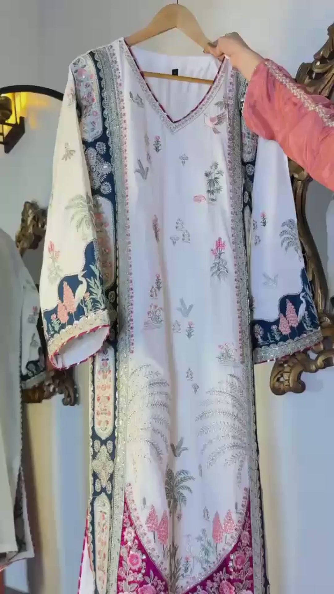 Luxury Floral Embroidered Kaftan – Pure Viscose Raw Silk | Ready to Wear - Z-1814